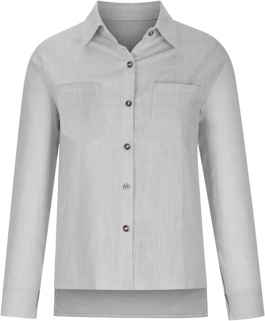 Linen Tops for Women Cotton Linen Button Down Shirt Casual Lightweight Long Sleeve Solid Colorloose Work Blouses