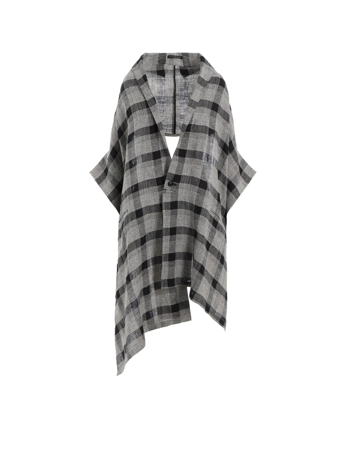 LINEN/SILK PLAID KIMONO JACKET