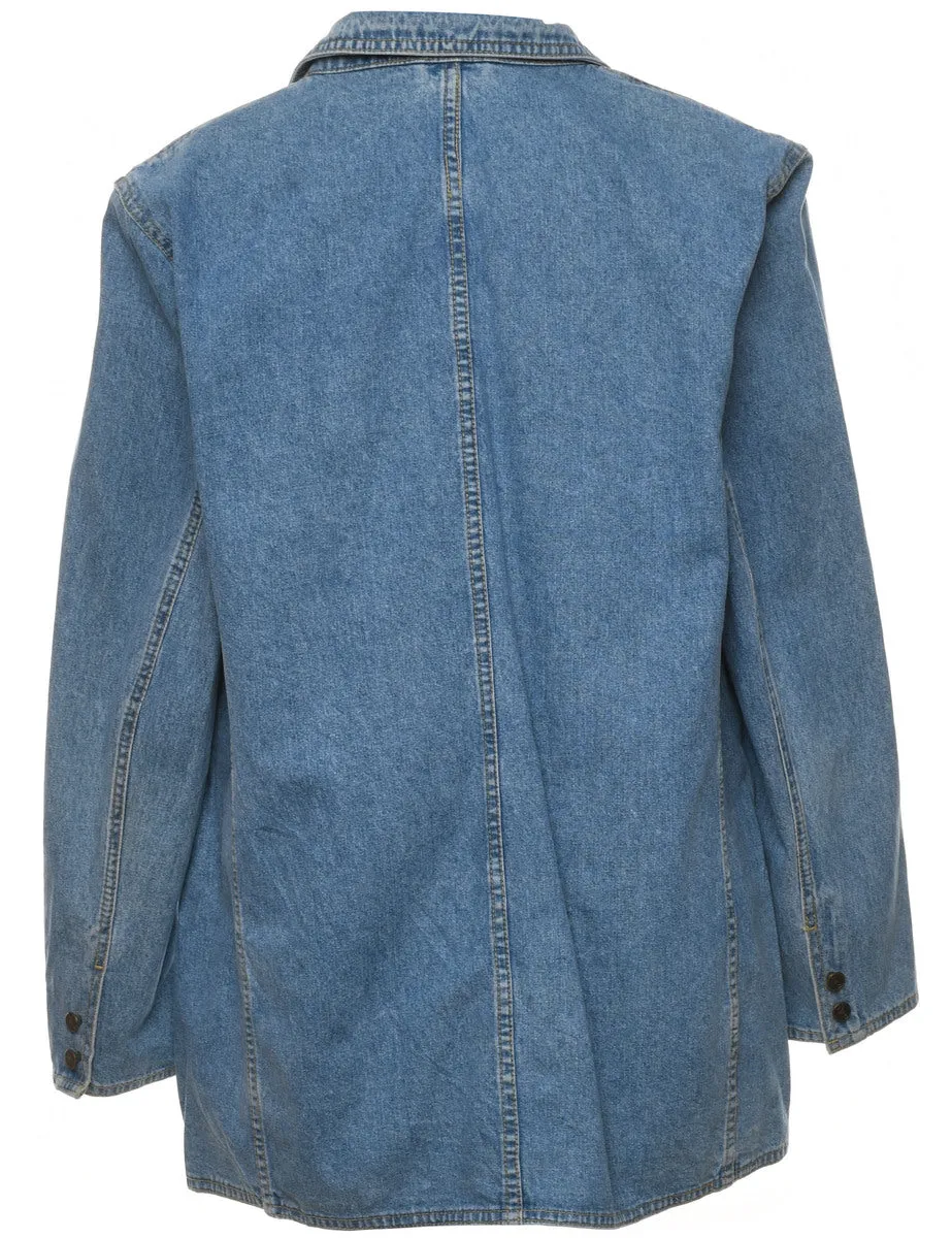 Liz Wear Stone Wash Button-Front Denim Jacket - L