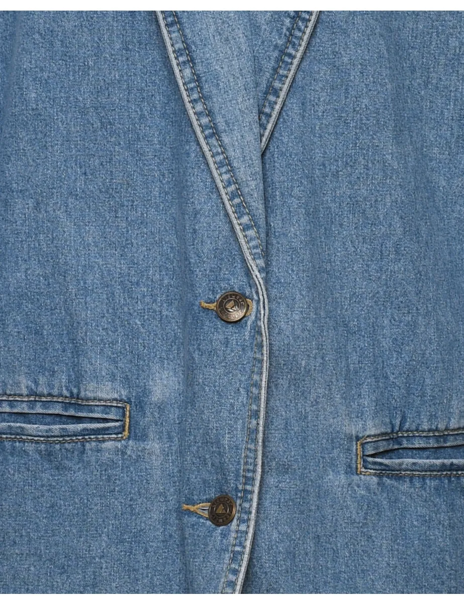 Liz Wear Stone Wash Button-Front Denim Jacket - L