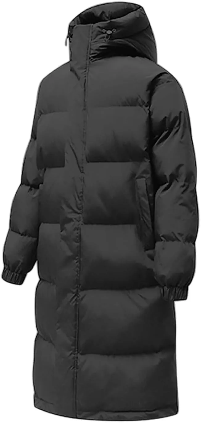 Long Puffer Jacket Men Hooded Down Coat Quilted Insulated Jacket Windproof Winter Coat Warm Overcoat Thicken Coat