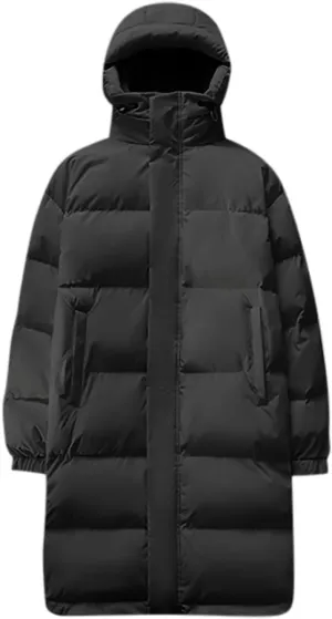 Long Puffer Jacket Men Hooded Down Coat Quilted Insulated Jacket Windproof Winter Coat Warm Overcoat Thicken Coat