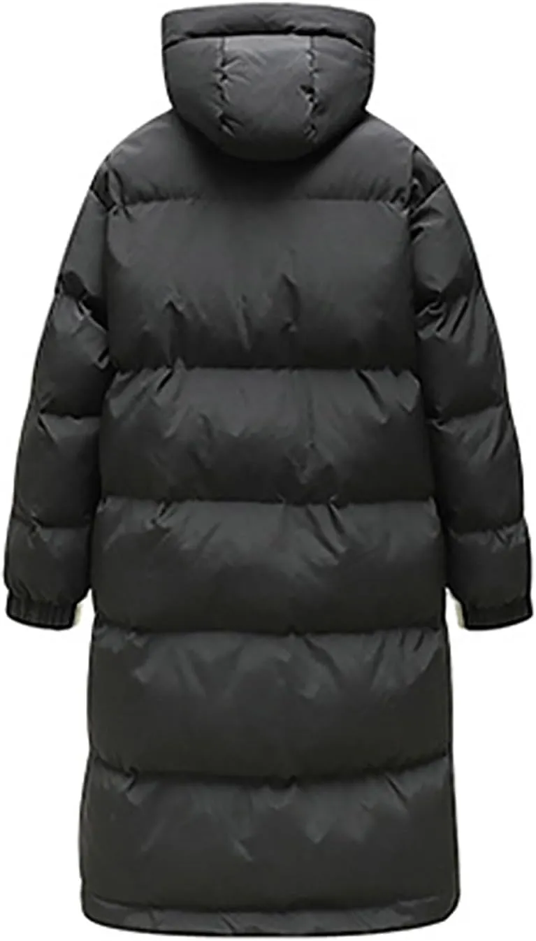 Long Puffer Jacket Men Hooded Down Coat Quilted Insulated Jacket Windproof Winter Coat Warm Overcoat Thicken Coat
