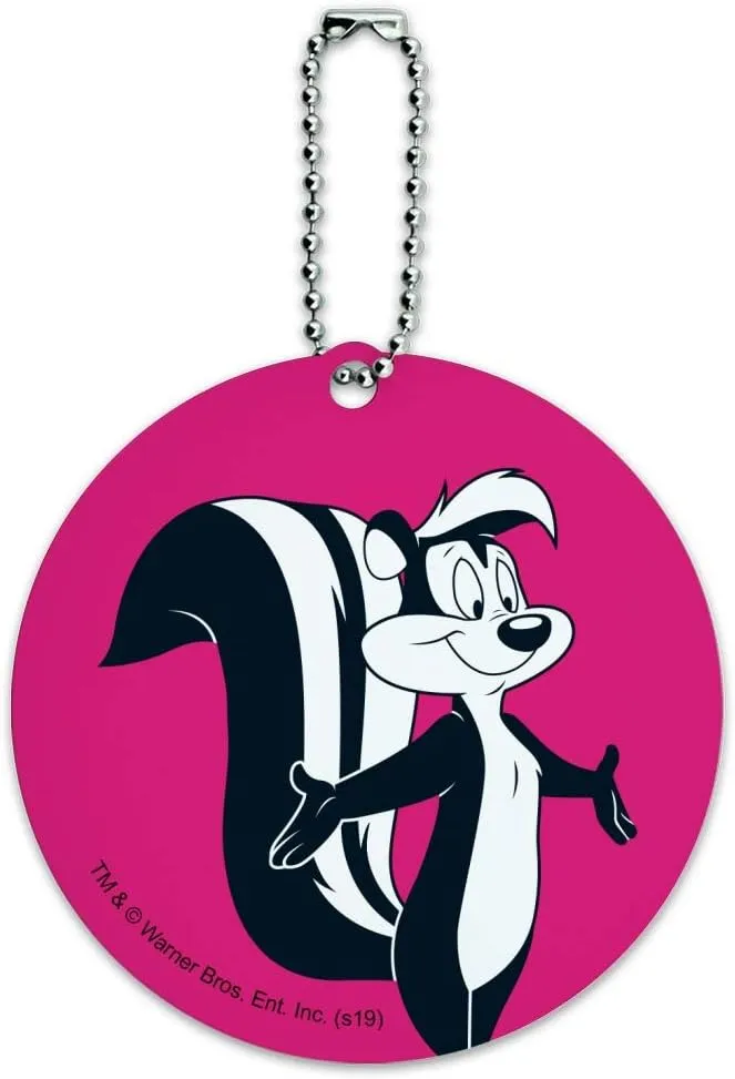Looney Tunes Pepe Le Pew Round Luggage ID Tag Card Suitcase Carry-On