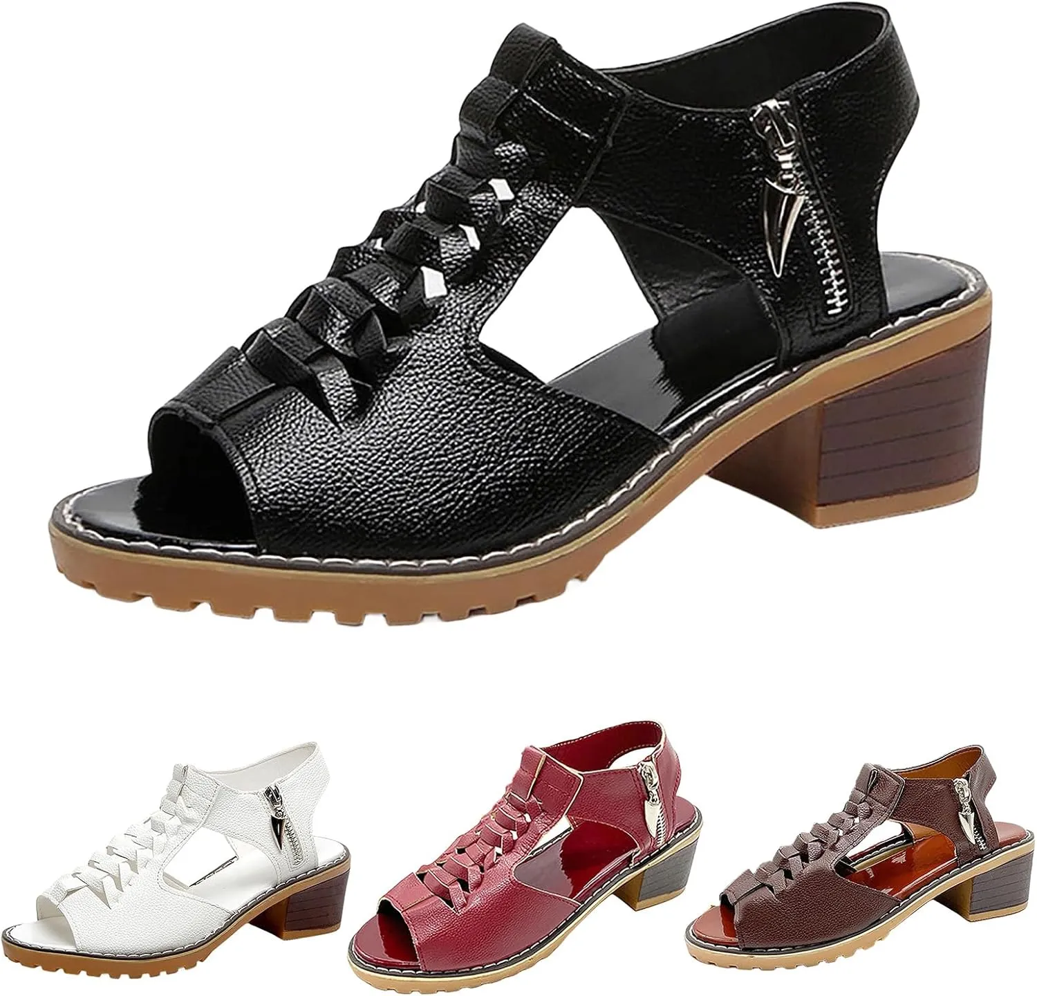 Low Heel Wedge Sandals for Women Orthopedic Sandals Open Toe Non Slip Zipper Wedges Casual Work Shoes for Office Dressy Sandal Comfortable Trendy Breathable Shoes 2025 Summer