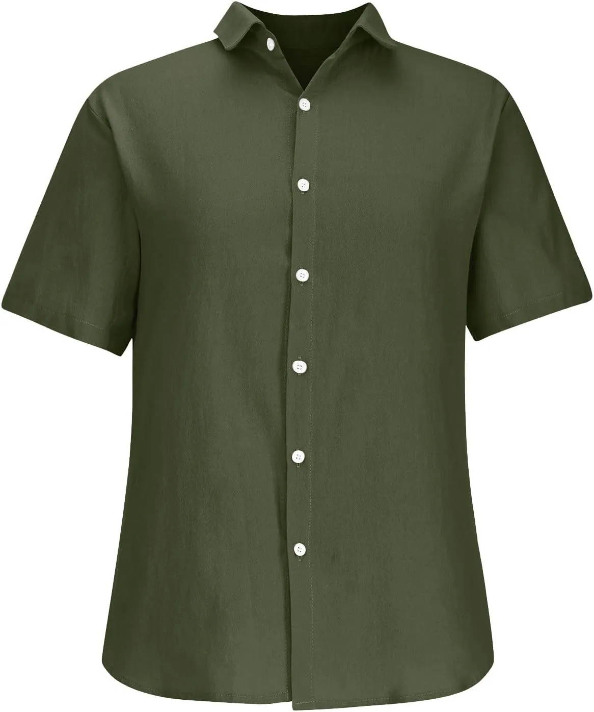 LRMQS Cotton Linen Shirts for Men Short Sleeve Plus Size Casual Summer Beach Button Down Shirt Tops Hawaiian Vacation Clothes