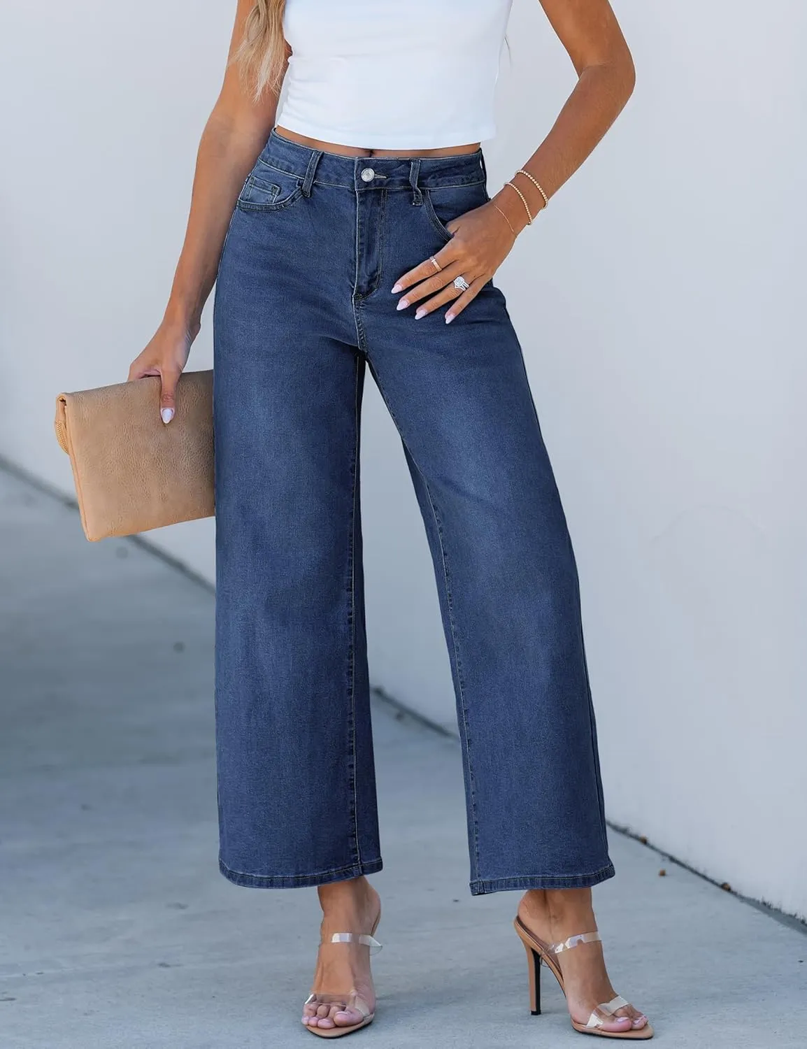 luvamia Wide Leg Jeans for Women High Waisted Relaxed Fit Trendy Stretchy Denim Pants Ankle Trouser Jeans with Pockets
