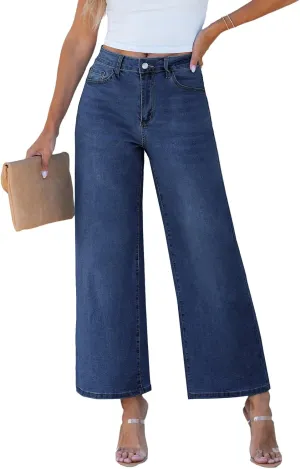 luvamia Wide Leg Jeans for Women High Waisted Relaxed Fit Trendy Stretchy Denim Pants Ankle Trouser Jeans with Pockets