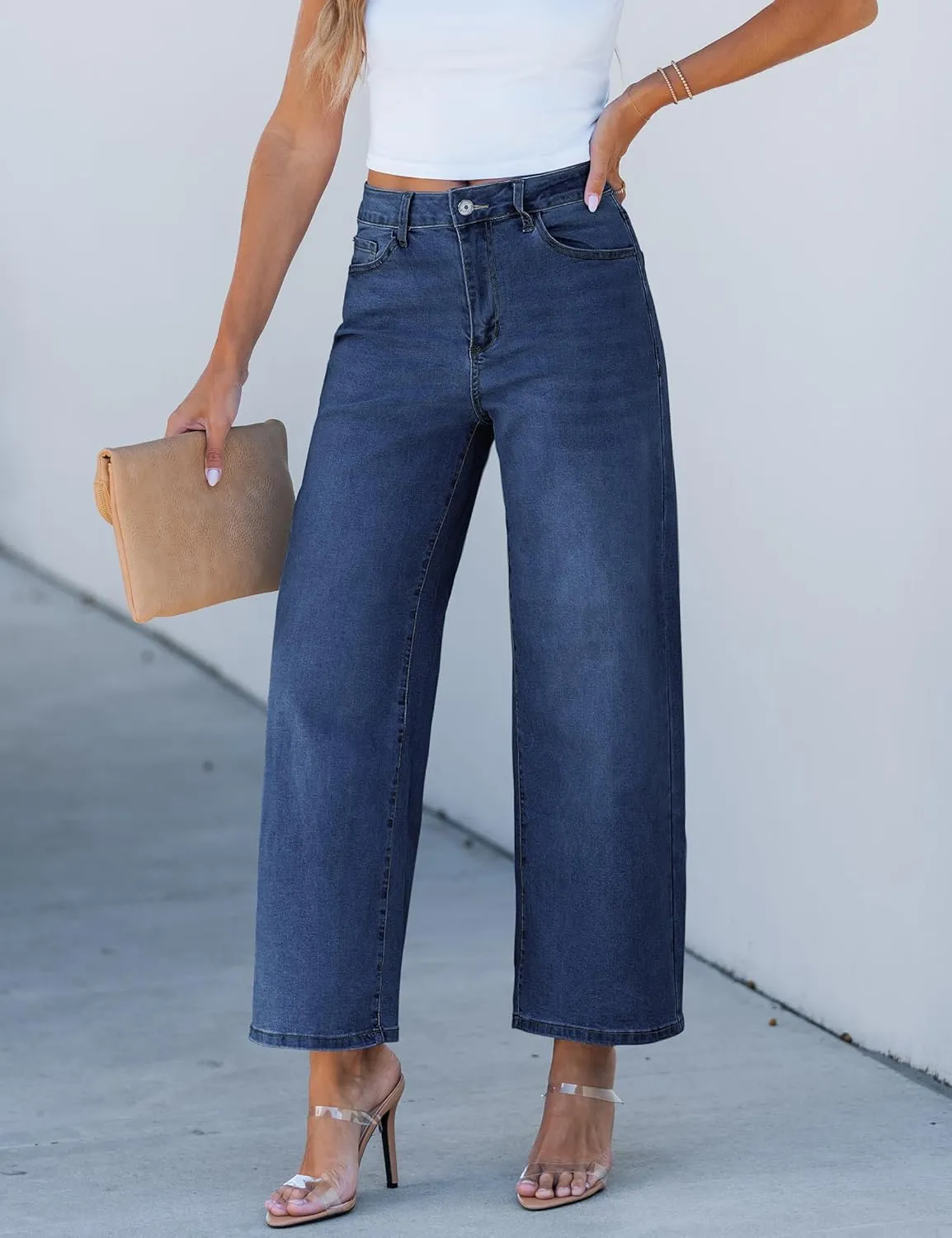 luvamia Wide Leg Jeans for Women High Waisted Relaxed Fit Trendy Stretchy Denim Pants Ankle Trouser Jeans with Pockets