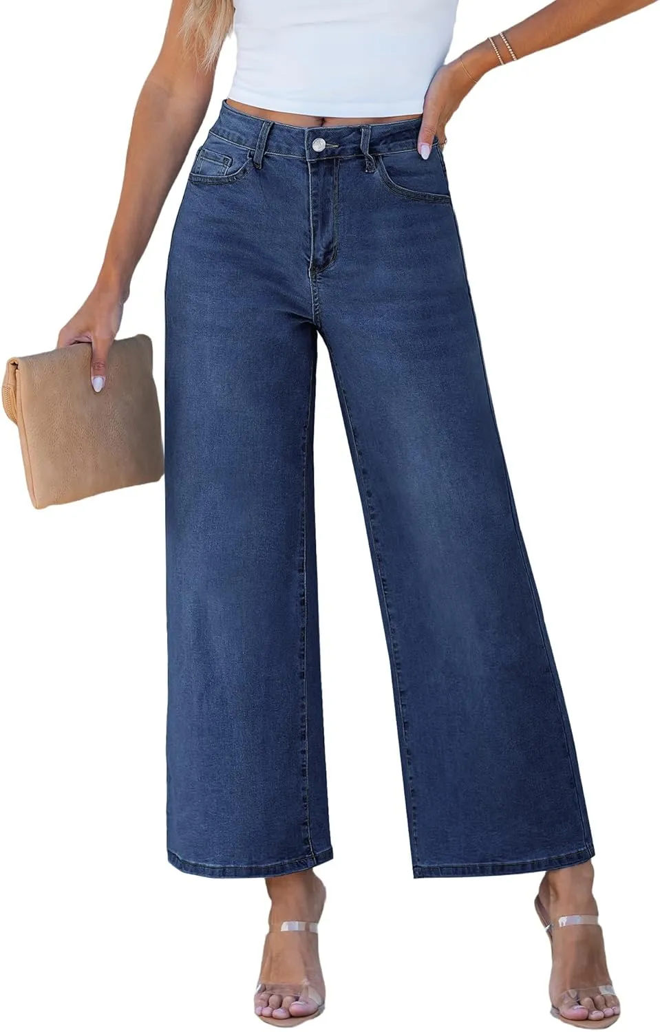 luvamia Wide Leg Jeans for Women High Waisted Relaxed Fit Trendy Stretchy Denim Pants Ankle Trouser Jeans with Pockets