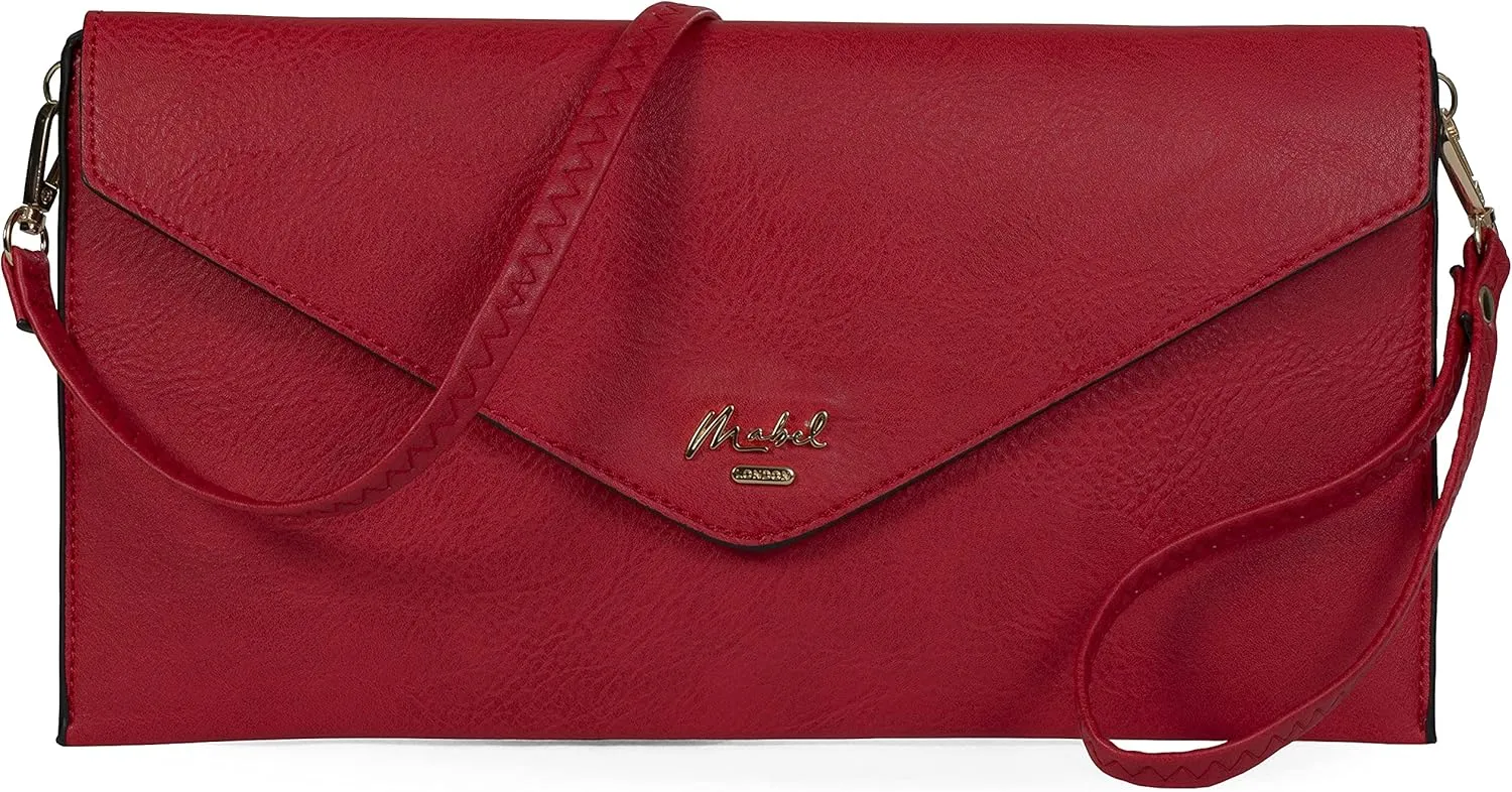Mabel Women's Faux Leather Wristlet Clutch with Adjustable Strap  Small Evening Shoulder Purse  Piper