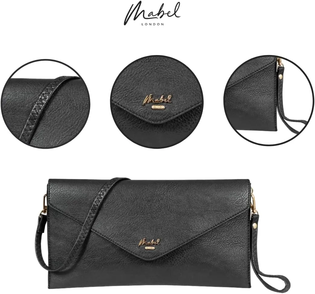 Mabel Women's Faux Leather Wristlet Clutch with Adjustable Strap  Small Evening Shoulder Purse  Piper