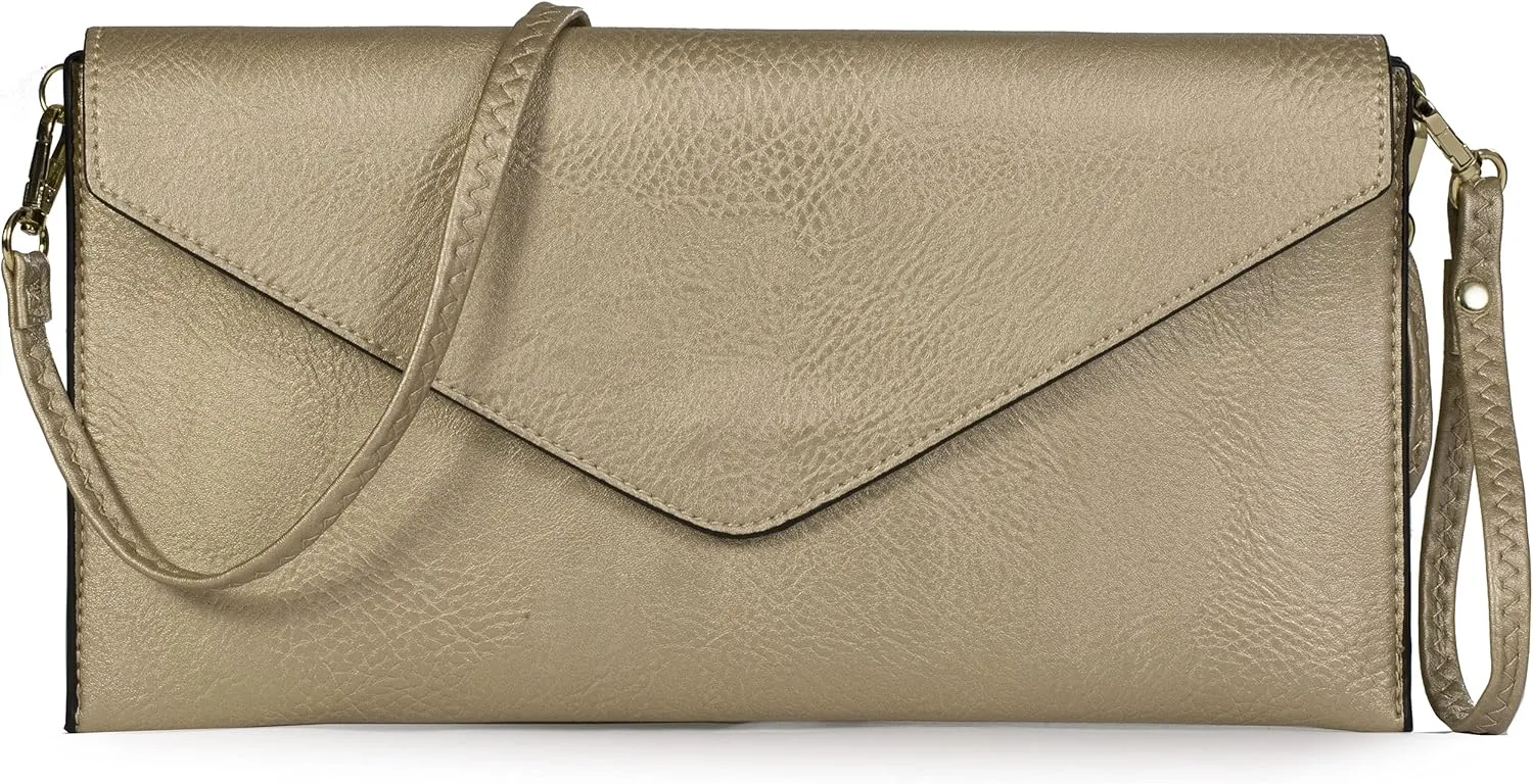 Mabel Women's Faux Leather Wristlet Clutch with Adjustable Strap  Small Evening Shoulder Purse  Piper