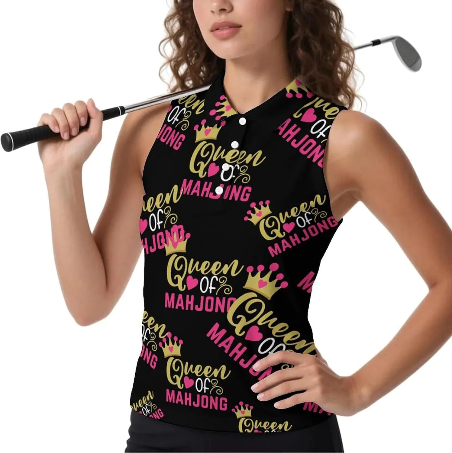 Mahjong Queen Women's Sleeveless Golf Polo Shirts Athletic Tank Tops