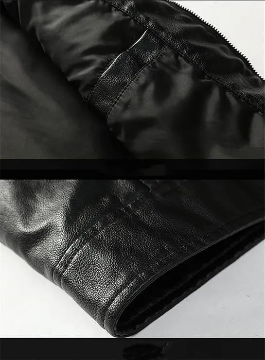 Maiyifu-GJ Men's Casual Zip Up Slim Bomber Faux Leather Jacket Motorcycle Biker Jackets Fashion Leather Jackets Coat