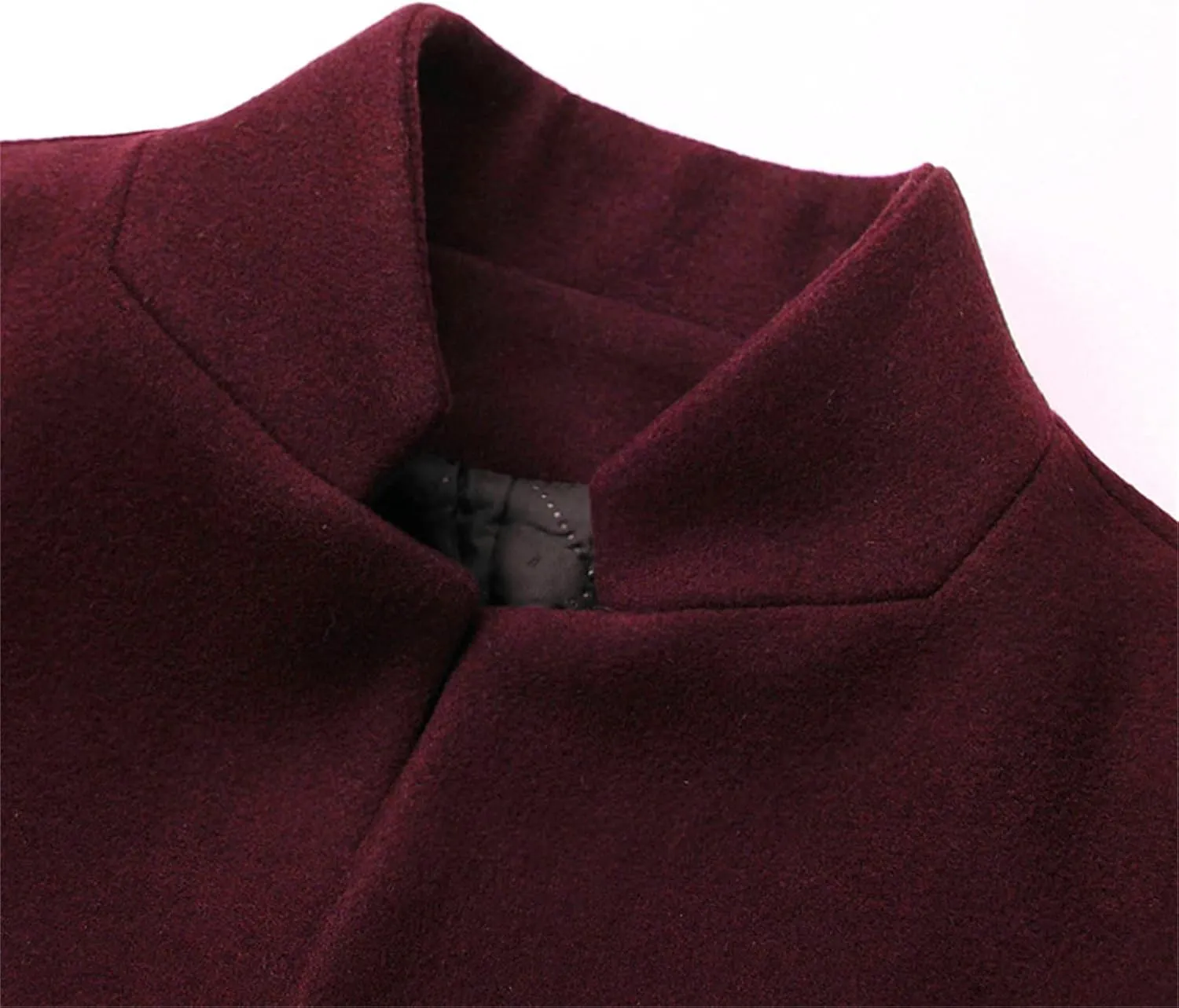 Maiyifu-GJ Mens Mid-Length Single Breasted Coat Stylish Stand Collar Top Pea Coats Winter Windproof Business Trench Overcoat