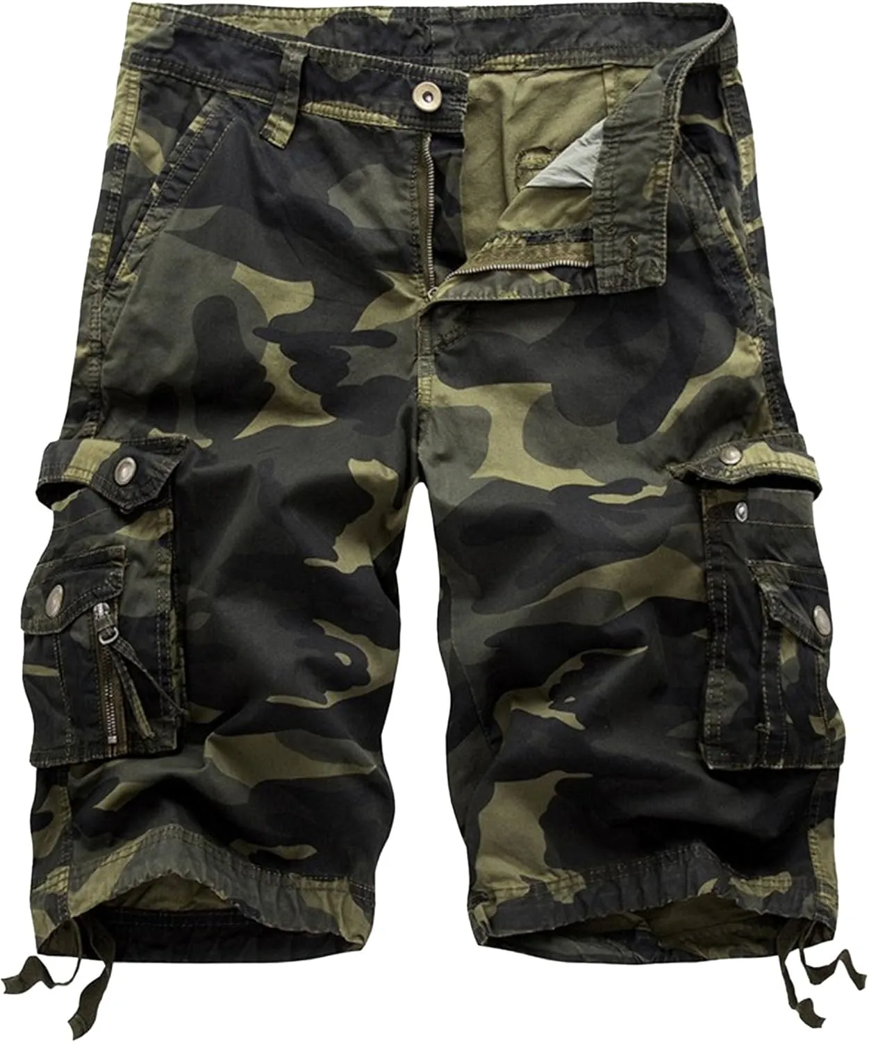 Maiyifu-GJ Men's Multi-Pockets Cargo Shorts Casual Cotton Twill Camo Cargo Shorts Lightweight Camouflage Hiking Short Pants