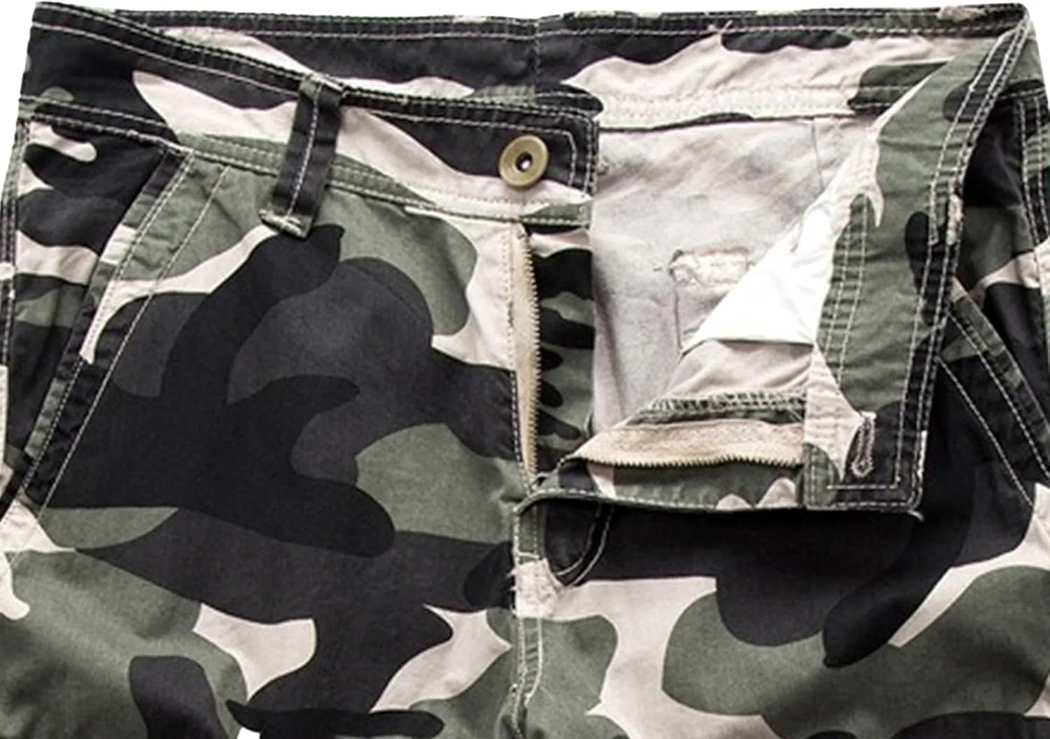 Maiyifu-GJ Men's Multi-Pockets Cargo Shorts Casual Cotton Twill Camo Cargo Shorts Lightweight Camouflage Hiking Short Pants