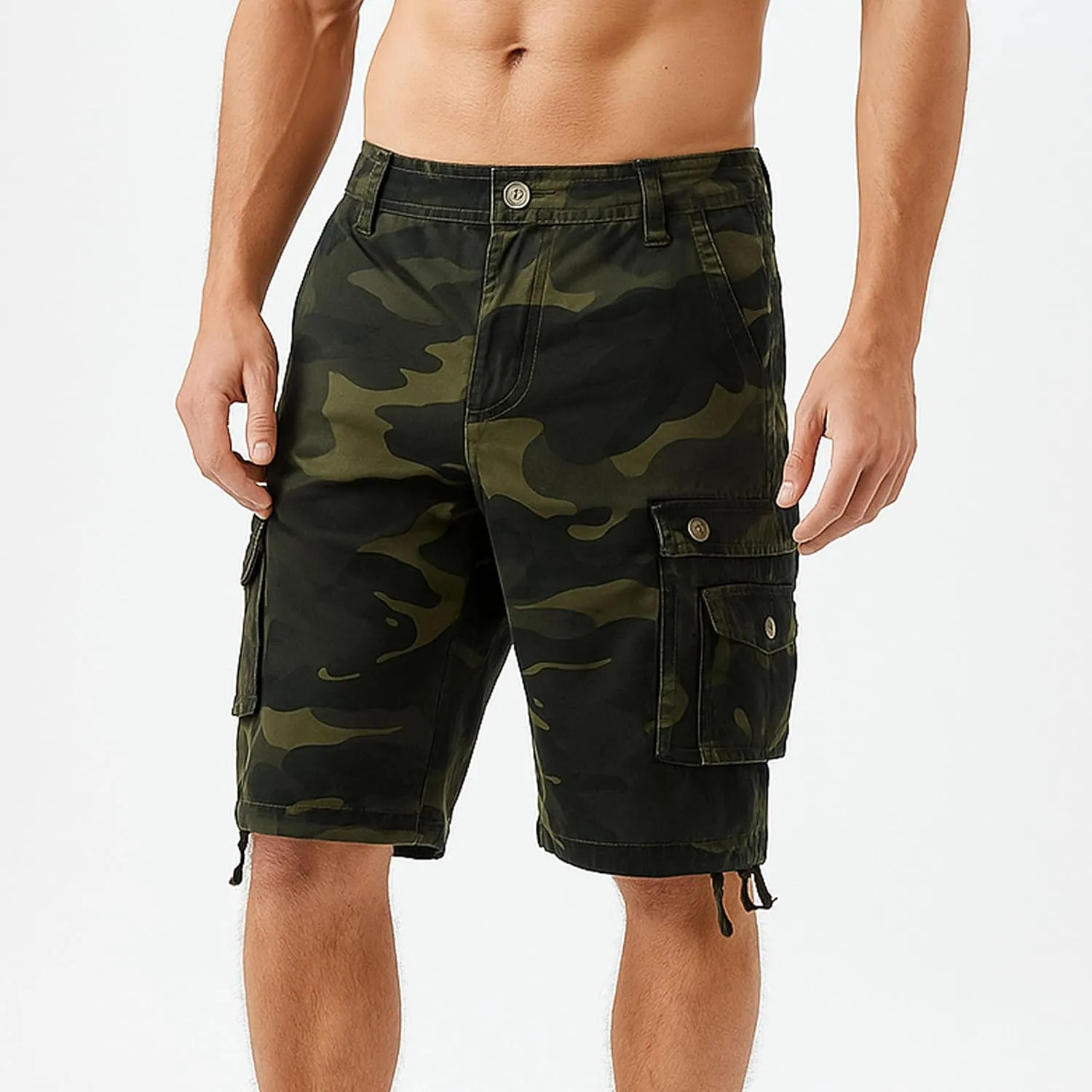Maiyifu-GJ Men's Multi-Pockets Cargo Shorts Casual Cotton Twill Camo Cargo Shorts Lightweight Camouflage Hiking Short Pants