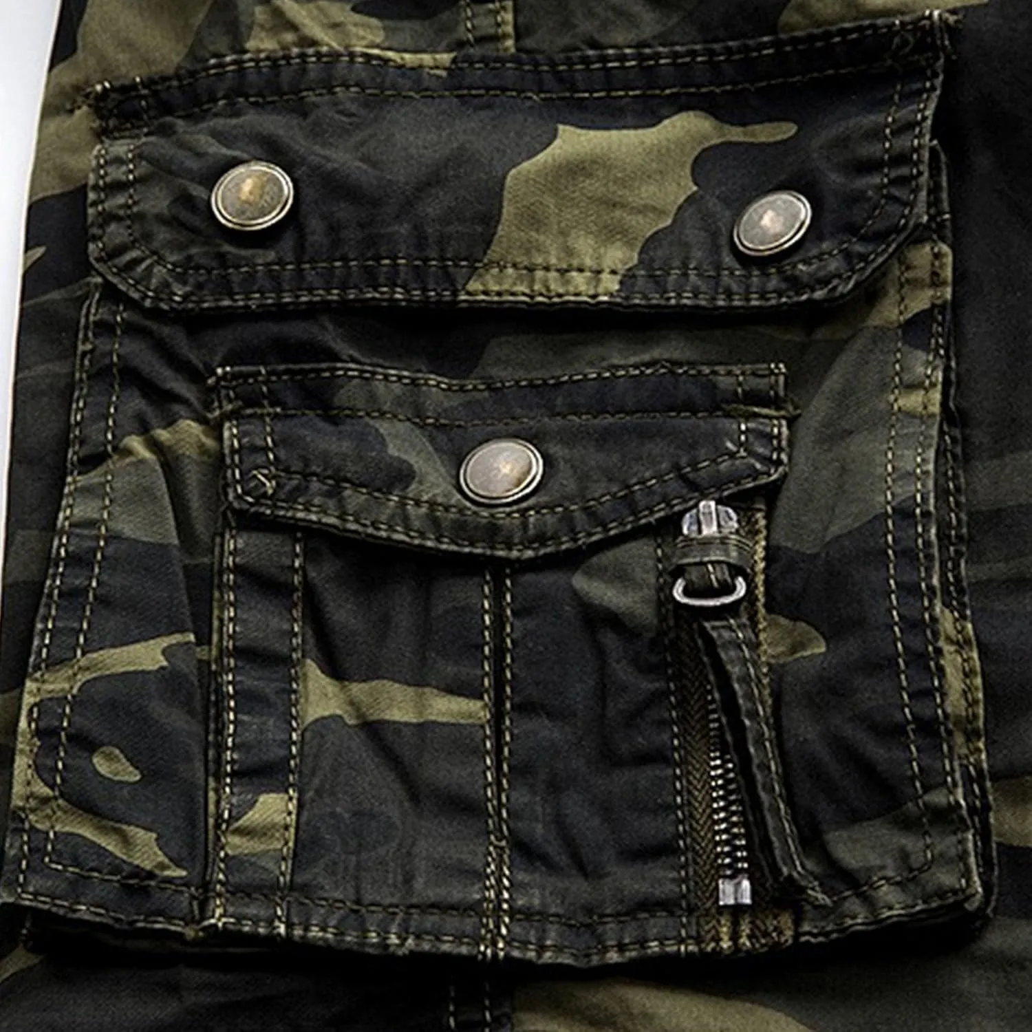 Maiyifu-GJ Men's Multi-Pockets Cargo Shorts Casual Cotton Twill Camo Cargo Shorts Lightweight Camouflage Hiking Short Pants