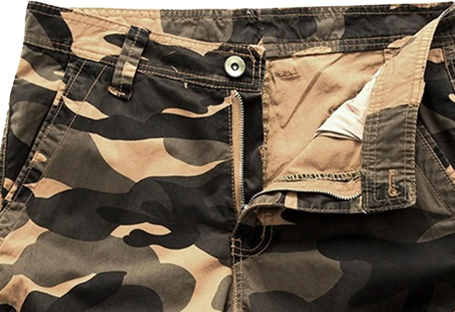 Maiyifu-GJ Men's Multi-Pockets Cargo Shorts Casual Cotton Twill Camo Cargo Shorts Lightweight Camouflage Hiking Short Pants