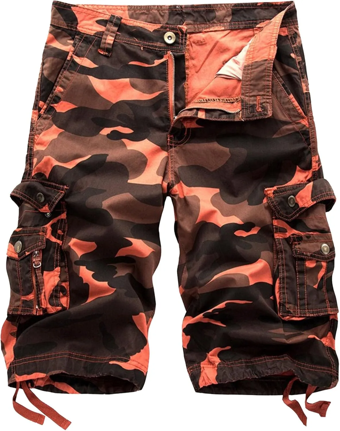 Maiyifu-GJ Men's Multi-Pockets Cargo Shorts Casual Cotton Twill Camo Cargo Shorts Lightweight Camouflage Hiking Short Pants