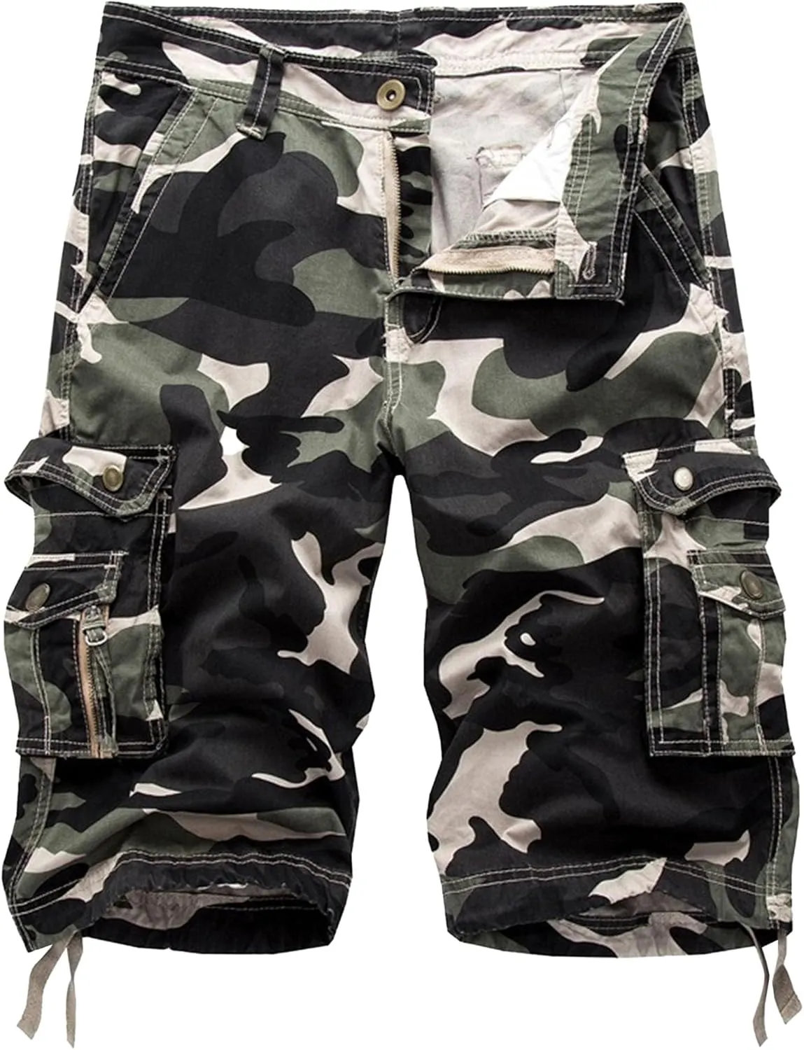 Maiyifu-GJ Men's Multi-Pockets Cargo Shorts Casual Cotton Twill Camo Cargo Shorts Lightweight Camouflage Hiking Short Pants