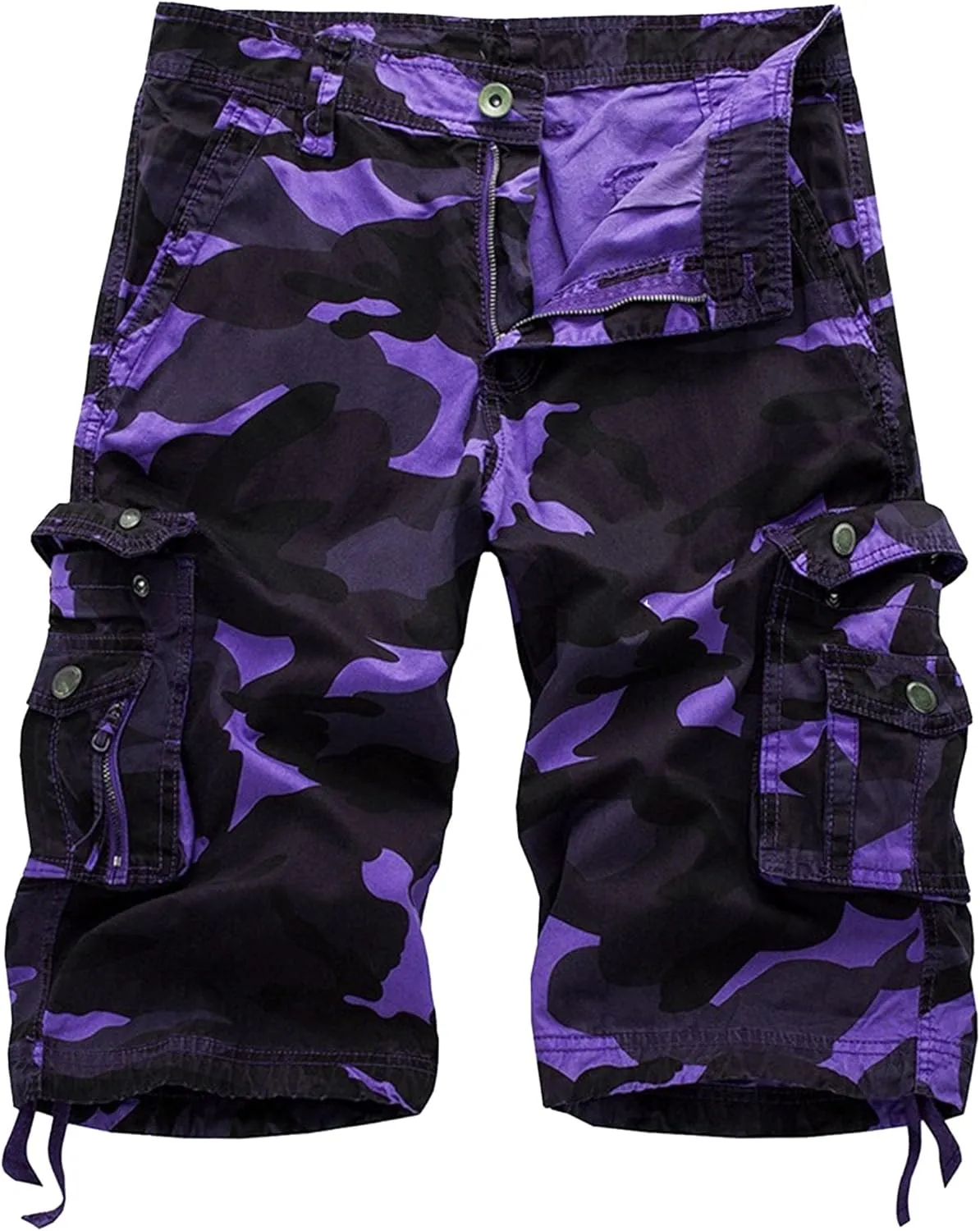 Maiyifu-GJ Men's Multi-Pockets Cargo Shorts Casual Cotton Twill Camo Cargo Shorts Lightweight Camouflage Hiking Short Pants