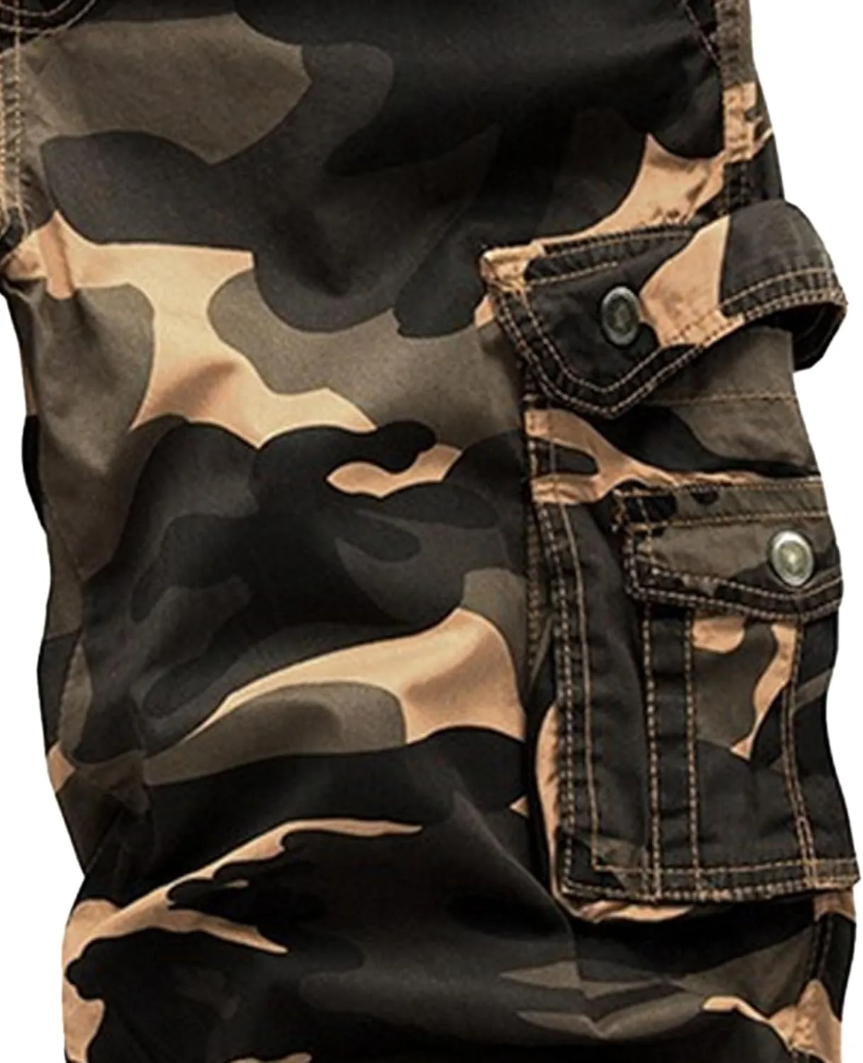 Maiyifu-GJ Men's Multi-Pockets Cargo Shorts Casual Cotton Twill Camo Cargo Shorts Lightweight Camouflage Hiking Short Pants