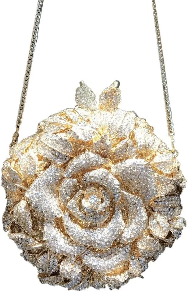 Makeup Dinner Bag Flower Waterstone Bag Party Dress With Chain Small Round Bag