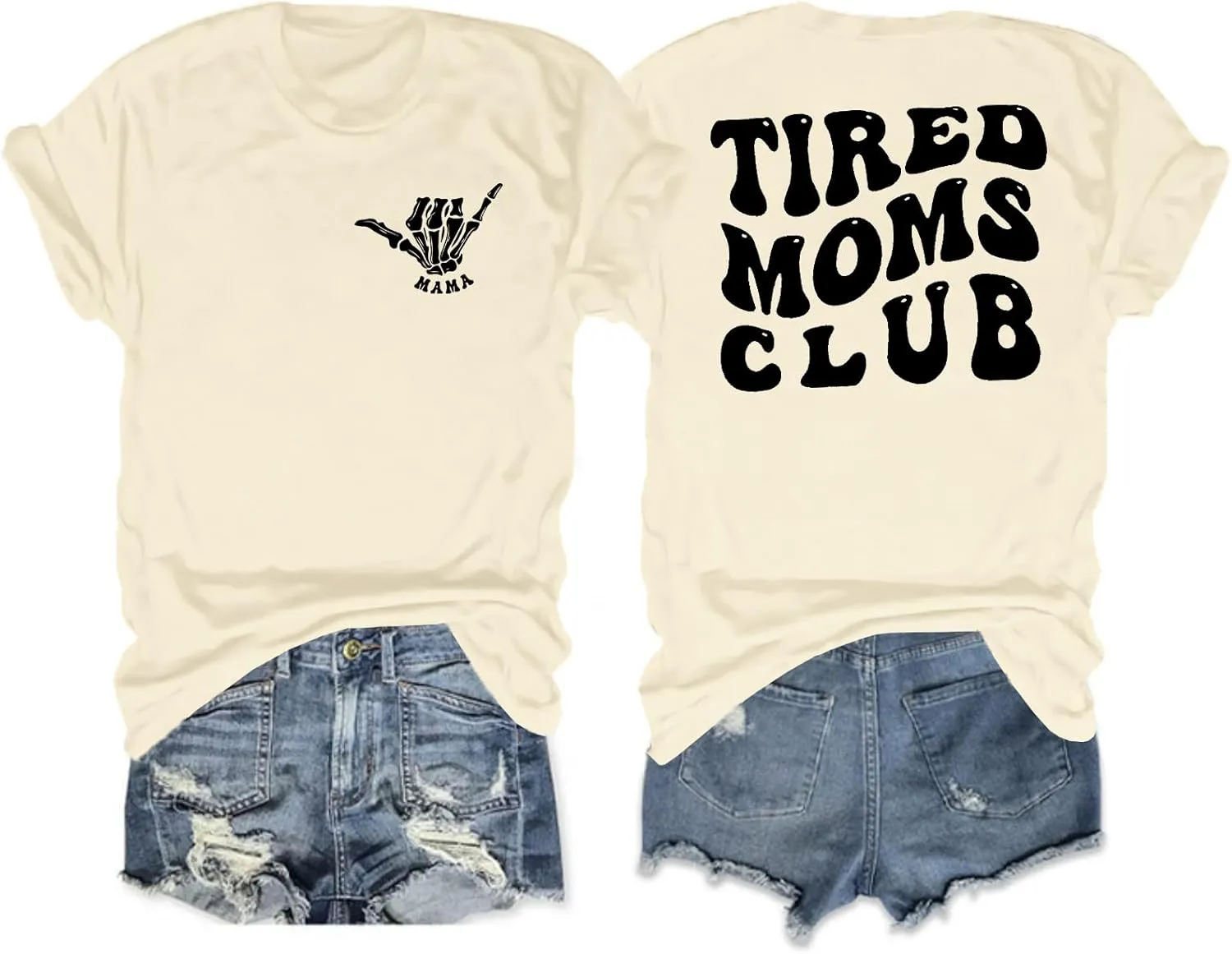 Mama Shirts for Women: Tired Moms Club Tshirt Mom Life Letter Printed Casual Short Sleeve Tee Tops