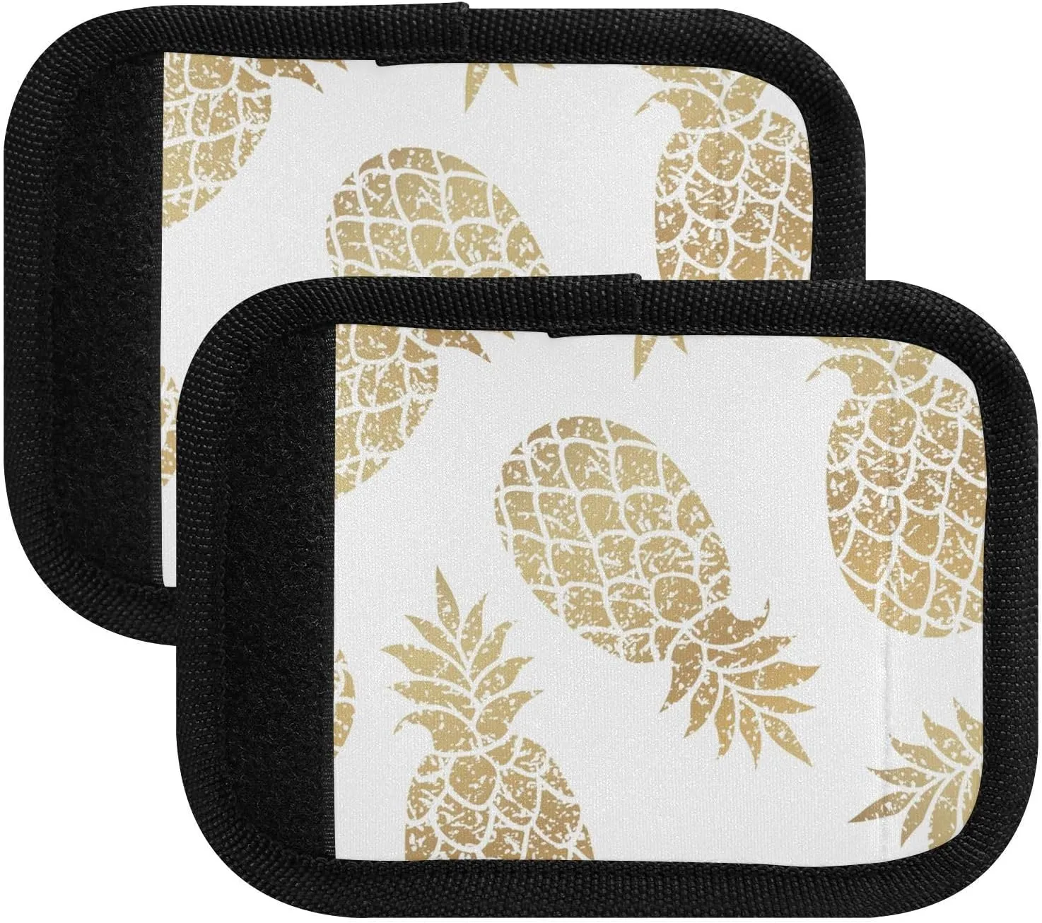 MCHIVER Golden Pineapple Luggage Handle Wrap 4 Pack Luggage Handle Covers Soft Luggage Identifiers for Suitcase Luggage Handles for Suitcase Travel Bag Luggage