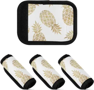 MCHIVER Golden Pineapple Luggage Handle Wrap 4 Pack Luggage Handle Covers Soft Luggage Identifiers for Suitcase Luggage Handles for Suitcase Travel Bag Luggage