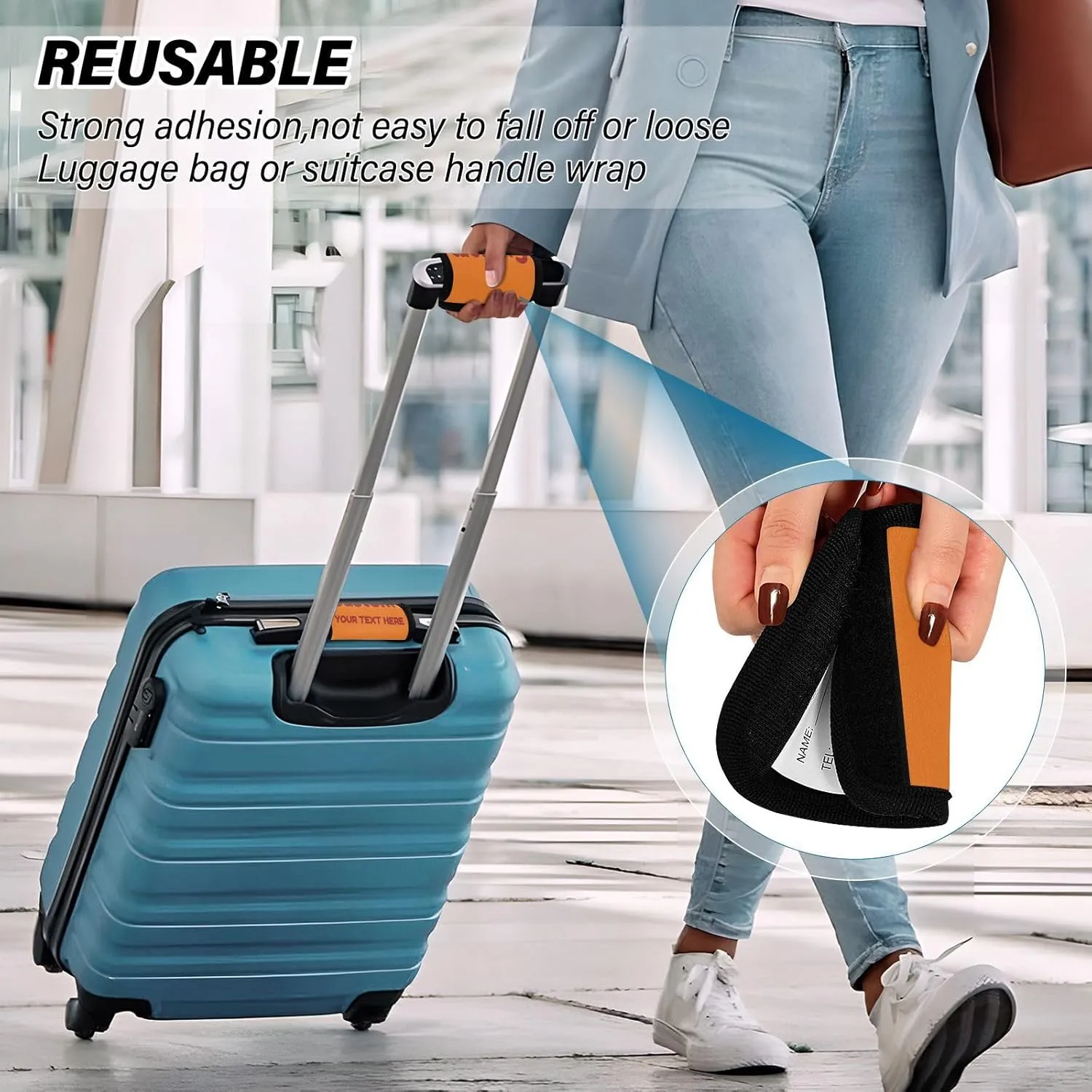 MCHIVER Safety Orange Custom Luggage Handle Wrap 4 Pack Personalized Luggage Handle Covers Soft Luggage Identifiers for Suitcase Luggage Covers Wraps for Travel Bag Suitcase Luggage