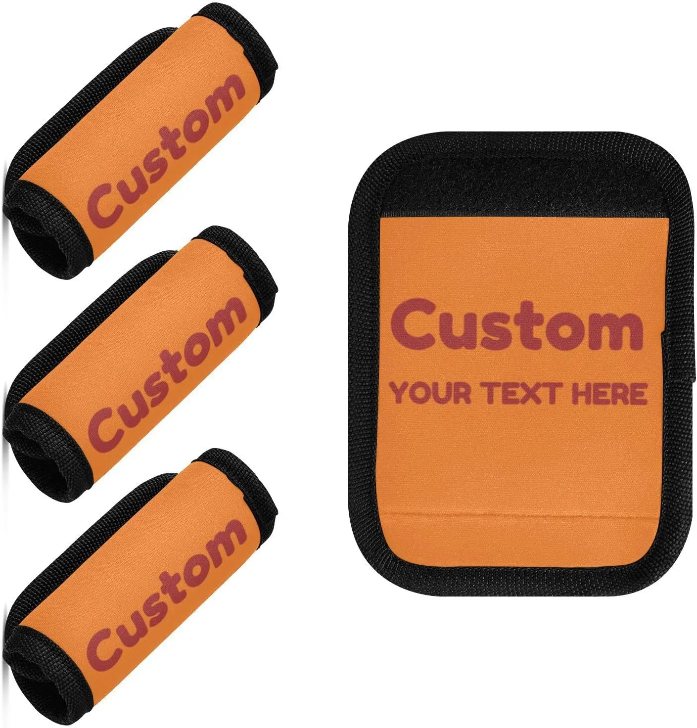 MCHIVER Safety Orange Custom Luggage Handle Wrap 4 Pack Personalized Luggage Handle Covers Soft Luggage Identifiers for Suitcase Luggage Covers Wraps for Travel Bag Suitcase Luggage
