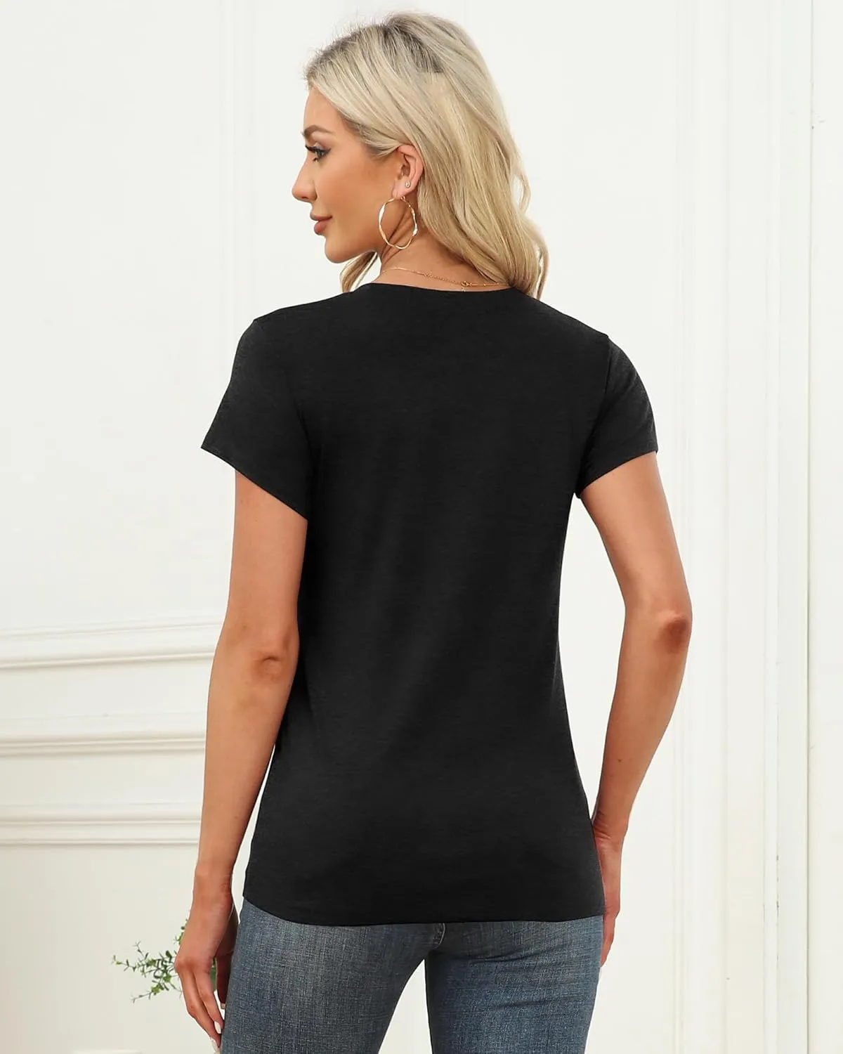 Memorose Womens Short Sleeve Tops Summer T Shirts Round Neck Causal Fashion Basic Tee