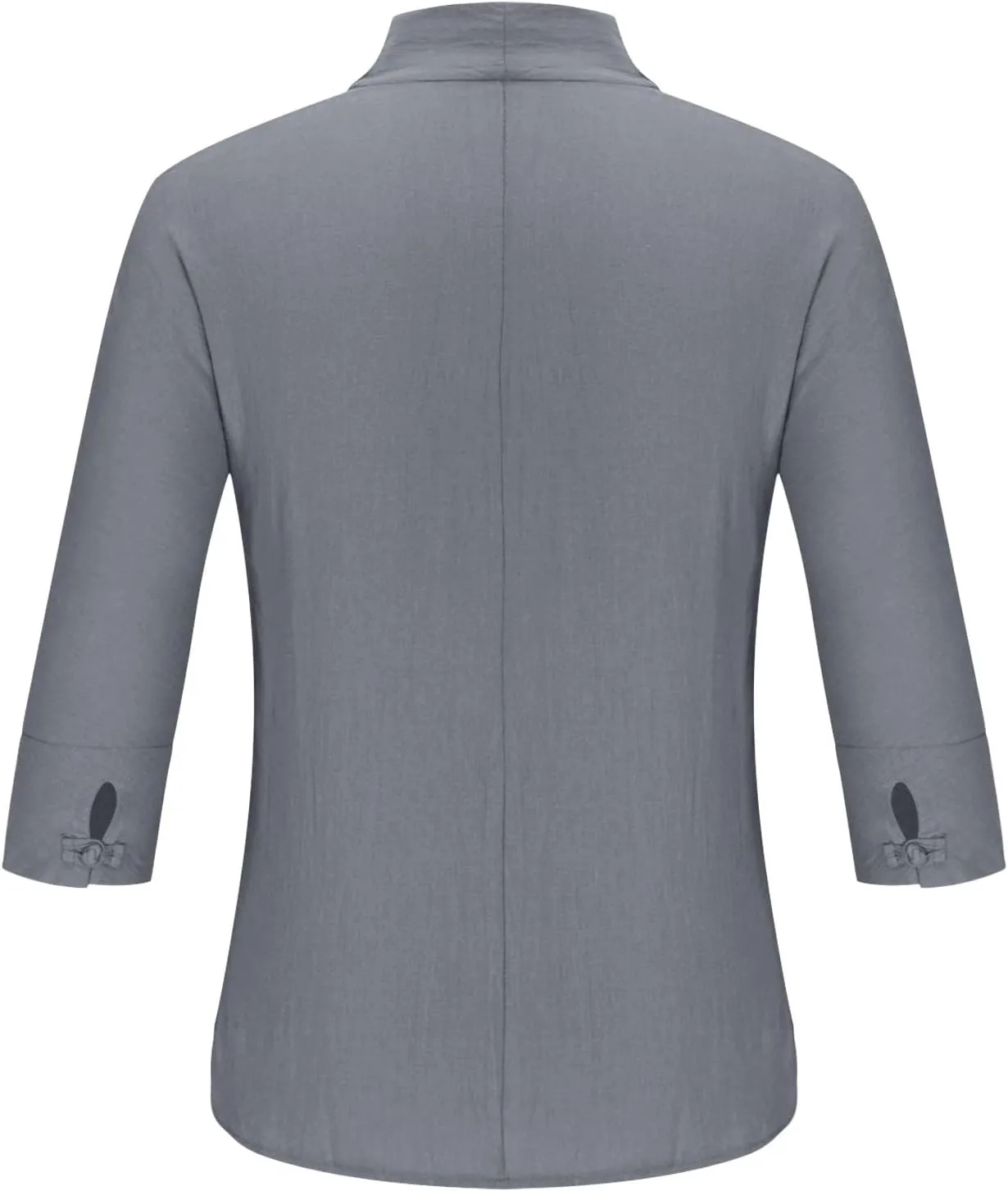 Men 3/4 Sleeve Cotton Linen Top Wrap V Neck Hipster Shirts Loose Fit Beach Hippie Tunic Yoga Tops Big and Tall