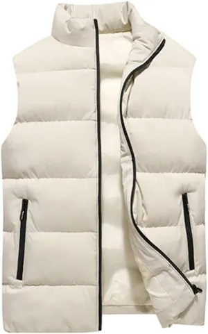 Men Women Winter Warm Vests Cotton-Padded Jackets Sleeveless Solid Color Waistcoat