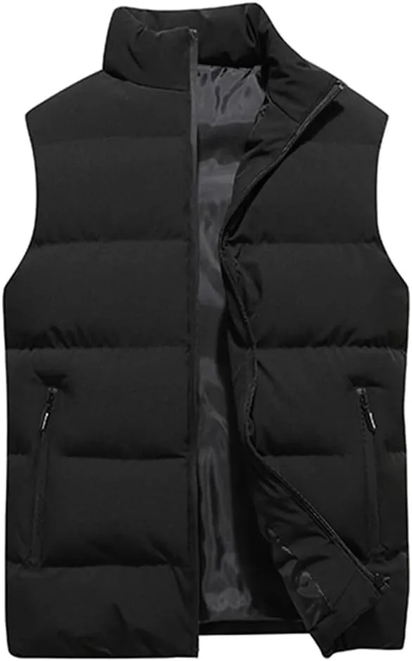 Men Women Winter Warm Vests Cotton-Padded Jackets Sleeveless Solid Color Waistcoat