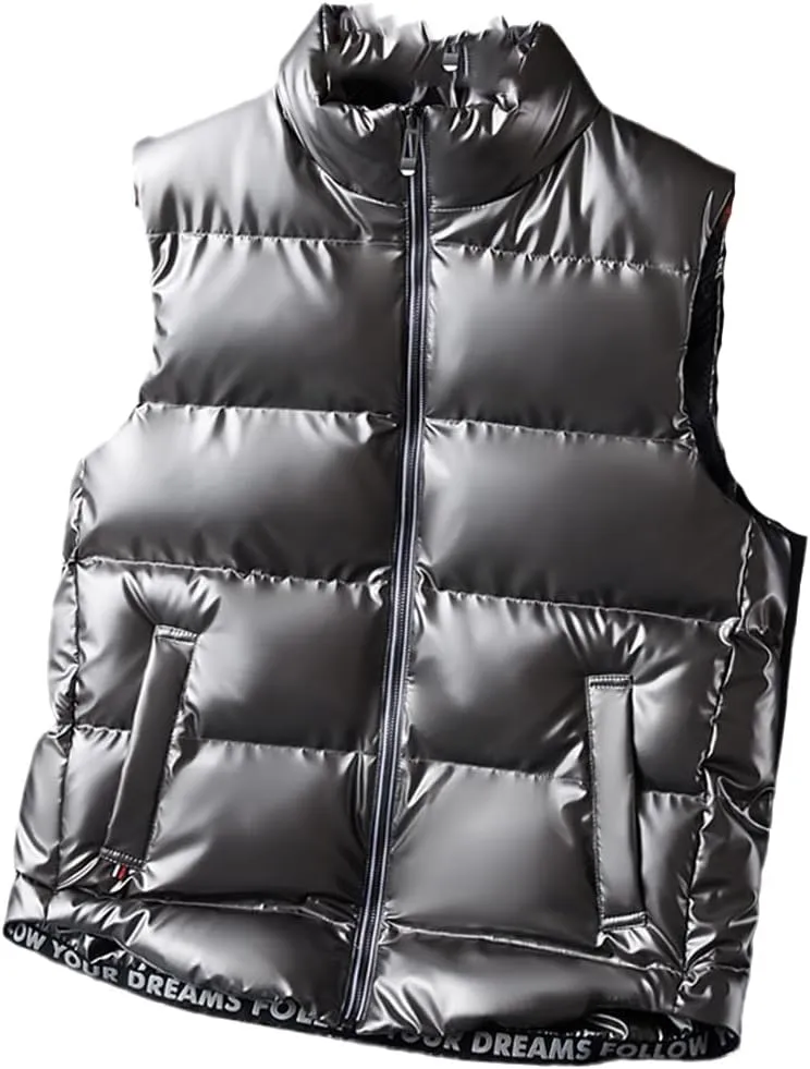 Men Women Winter Warm Vests Cotton-Padded Jackets Sleeveless Solid Color Waistcoat
