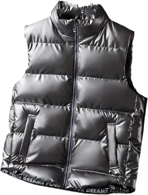 Men Women Winter Warm Vests Cotton-Padded Jackets Sleeveless Solid Color Waistcoat