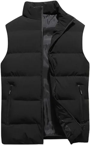 Men Women Winter Warm Vests Cotton-Padded Jackets Sleeveless Solid Color Waistcoat