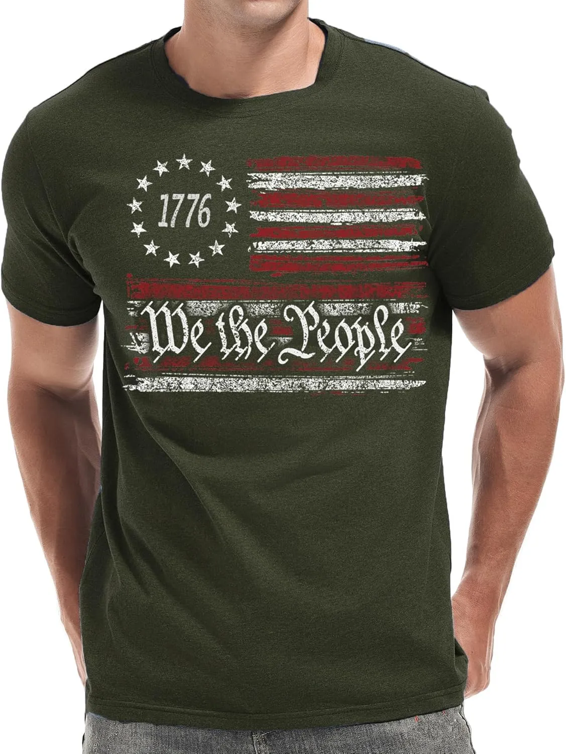 Mens 4th of July Shirts American Flag Patriotic Short Sleeve T-Shirt