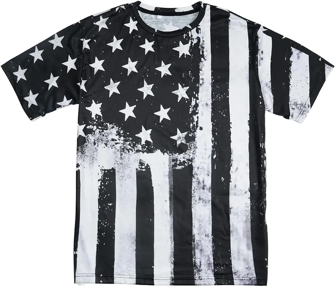 Mens 4th of July Shirts American Flag Patriotic Short Sleeve T-Shirt