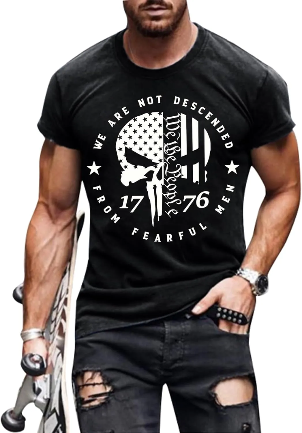 Mens 4th of July Shirts American Flag Patriotic Short Sleeve T-Shirt