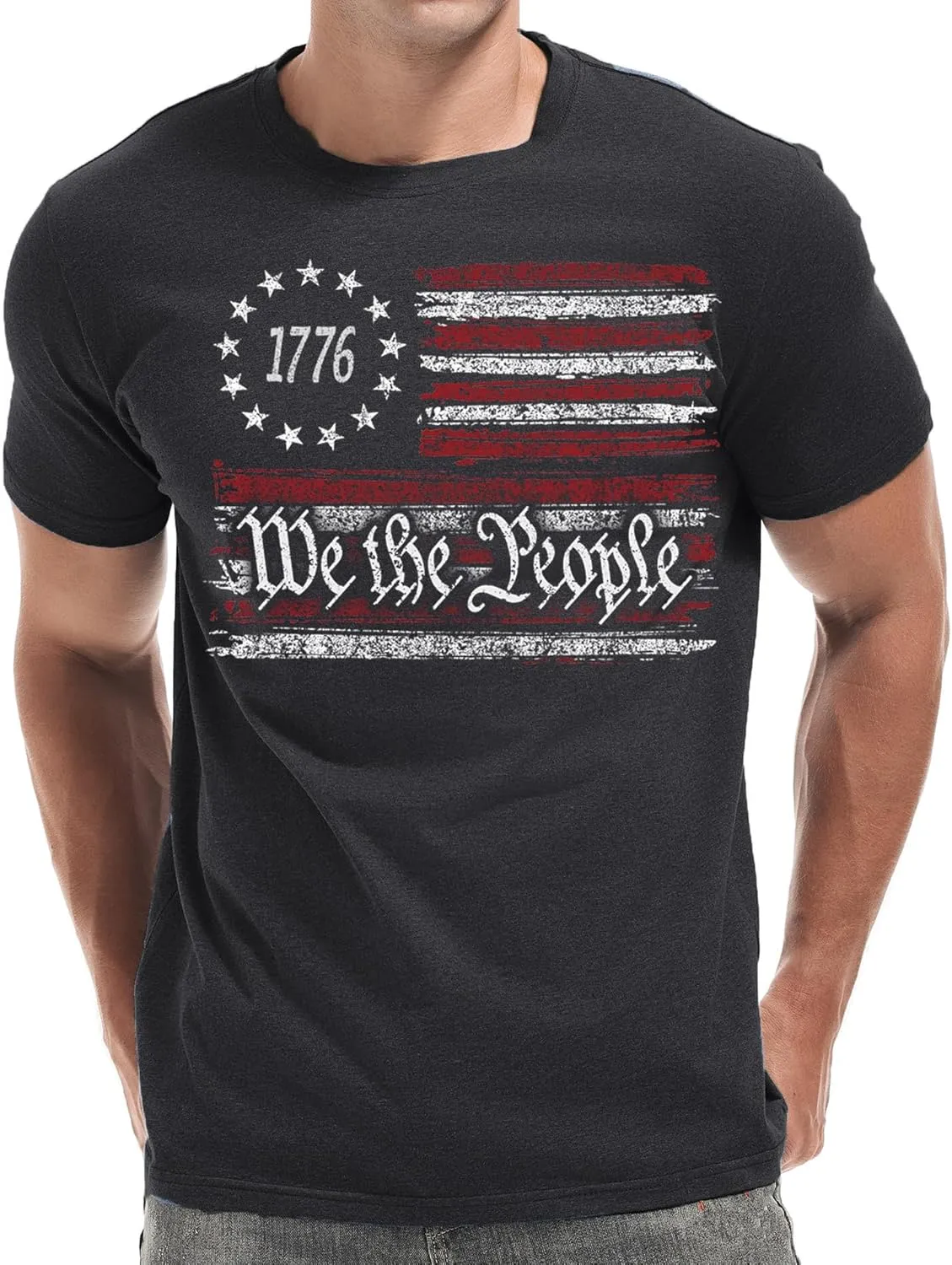 Mens 4th of July Shirts American Flag Patriotic Short Sleeve T-Shirt