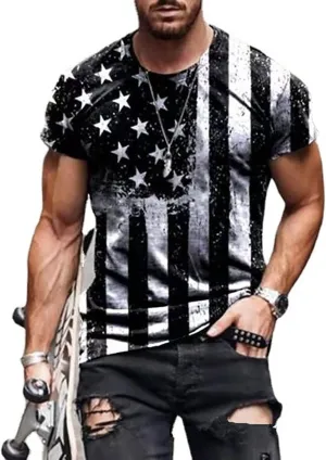 Mens 4th of July Shirts American Flag Patriotic Short Sleeve T-Shirt