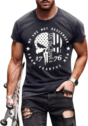 Mens 4th of July Shirts American Flag Patriotic Short Sleeve T-Shirt