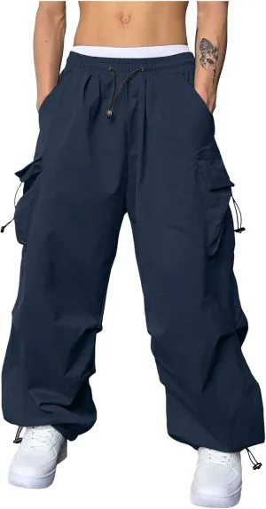 Men's Baggy Cargo Pants Casual Cotton Stretch Elastic Waist Pant Hiking Pant Multi Pockets