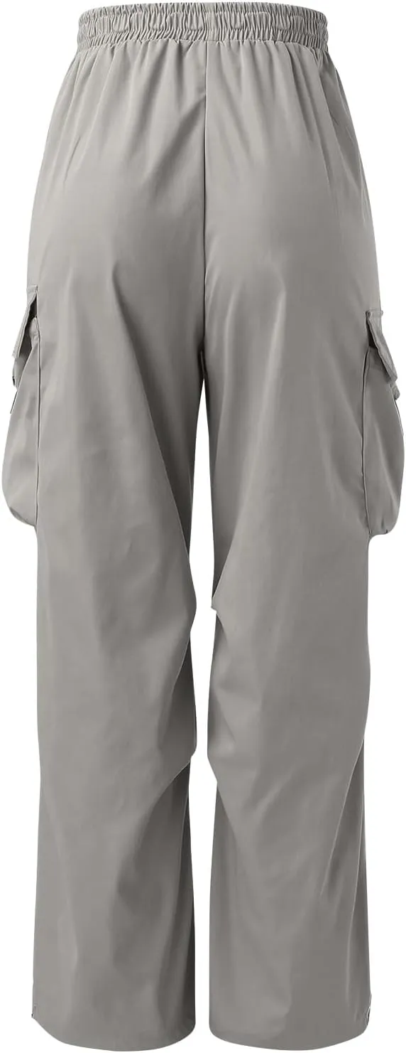 Men's Baggy Cargo Pants Casual Parachute Pants Elastic Waist Drawstring Loose Fit Outdoor Multi Pockets